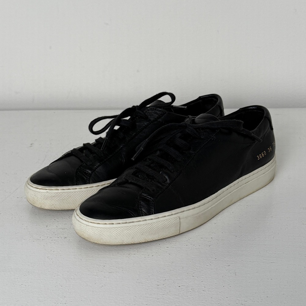 Common Projects Original Achilles Low Black Leather Sneakers‎ Size 36